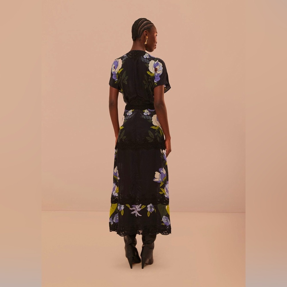 Farm Rio Black Soft Garden Lace Maxi Dress - Picture 10 of 10
